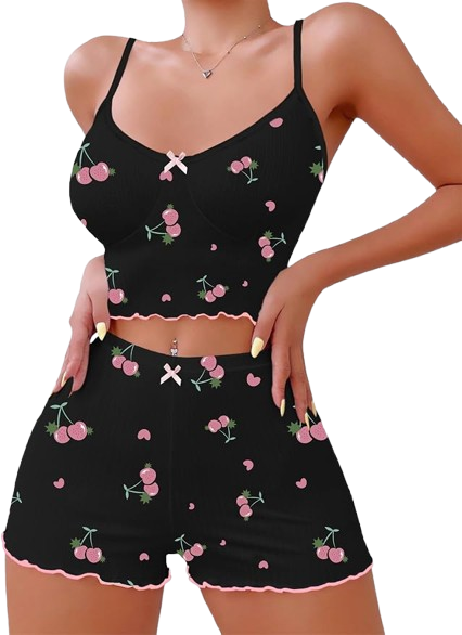 Crop Cami Tops and Shorts Cute Pajamas Set